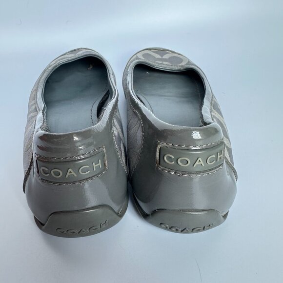 Coach Logo Ballet Flat Size 6 Silver Grey Vintage Y2K 2000s Patent Leather - Picture 6 of 9